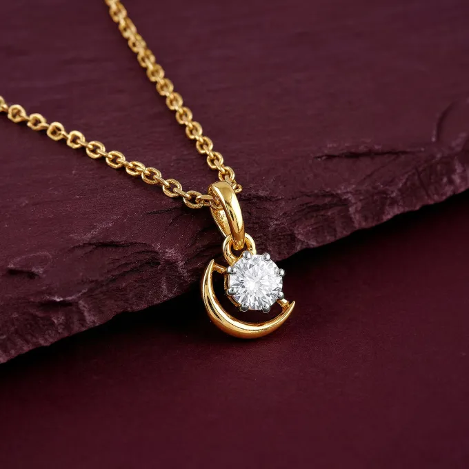 Gold Graceful Moon Lab Grown Diamond Pendant