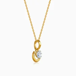 Gold Graceful Moon Lab Grown Diamond Pendant