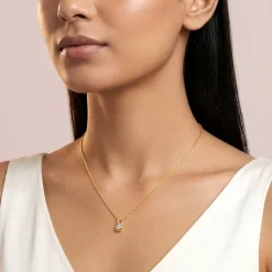 Gold Graceful Moon Lab Grown Diamond Pendant