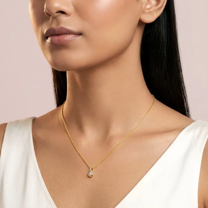 Gold Graceful Moon Lab Grown Diamond Pendant