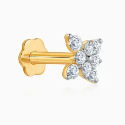 Gold Graceful Orchid Diamond Nose Pin