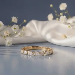 Gold Halo Line Lab Grown Diamond Ring (Size 12)