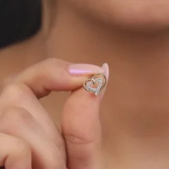 Gold Heart Frame Lab Grown Diamond Studs