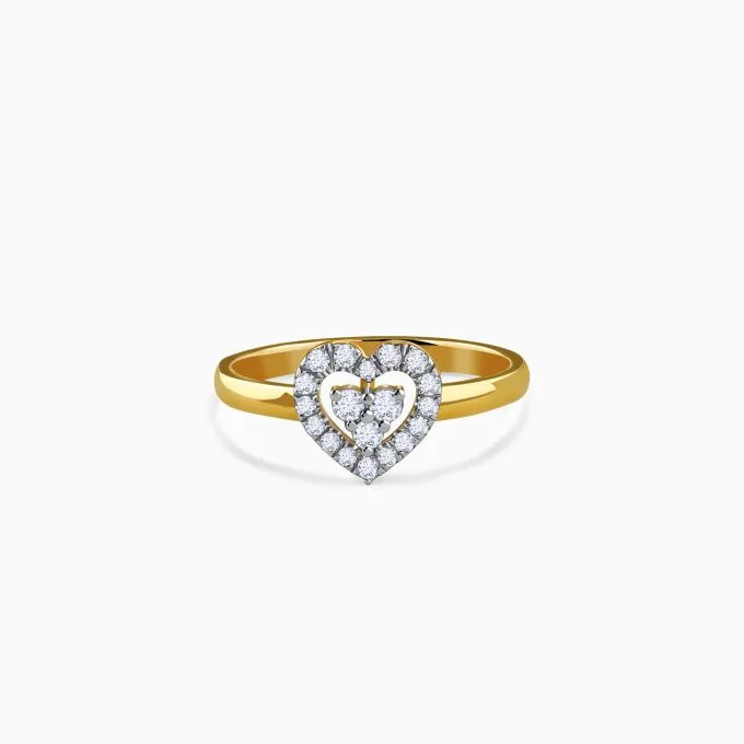 Gold Heart Halo Lab Grown Diamond Ring