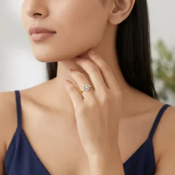 Gold Heart Halo Lab Grown Diamond Ring
