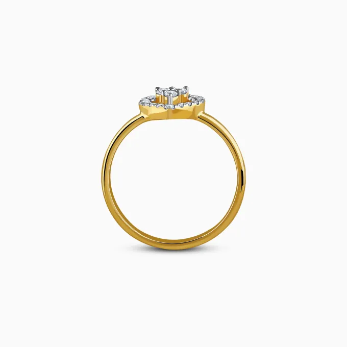 Gold Heart Halo Lab Grown Diamond Ring