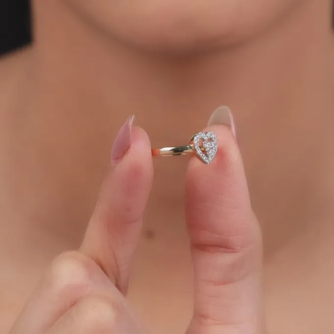 Gold Heart Halo Lab Grown Diamond Ring