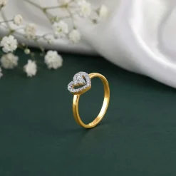 Gold Heart Halo Lab Grown Diamond Ring