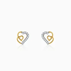 Gold Heart Linked Lab Grown Diamond Studs