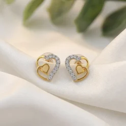 Gold Heart Linked Lab Grown Diamond Studs