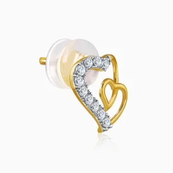 Gold Heart Linked Lab Grown Diamond Studs