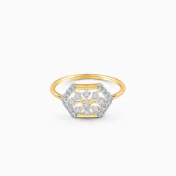 Gold Hexagonaria Lab Grown Diamond Ring
