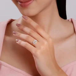 Gold Hexagonaria Lab Grown Diamond Ring