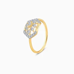 Gold Hexagonaria Lab Grown Diamond Ring