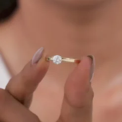 Gold Hug Solitaire Lab Grown Diamond Ring