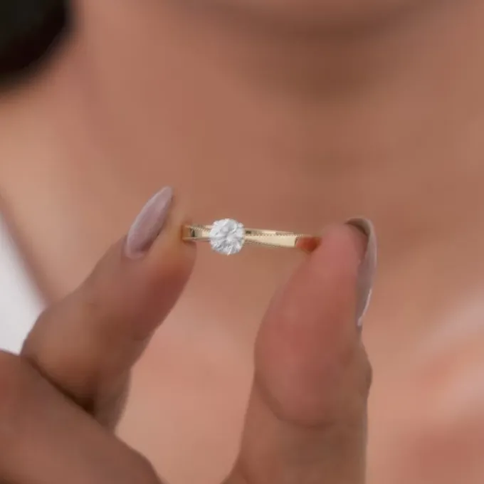 Gold Hug Solitaire Lab Grown Diamond Ring