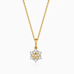Gold Indent Flora Lab Grown Diamond Pendant