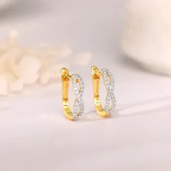 Gold Infinito J-Hoop Diamond Earrings