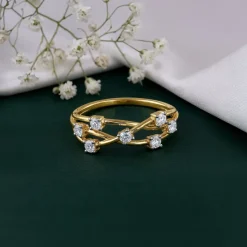 Gold Interlace Orbit Lab Grown Diamond Ring (Size 12)