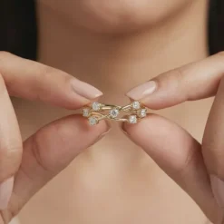 Gold Interlace Orbit Lab Grown Diamond Ring (Size 12)