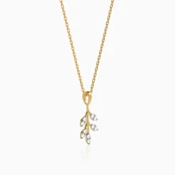 Gold Leaf Bliss Lab Grown Diamond Pendant