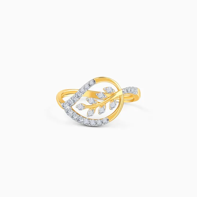 Gold Leaf in Luxury Lab Grown Diamond Ring