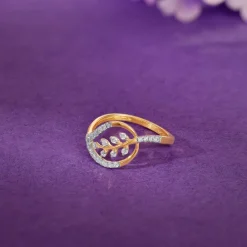Gold Leaf in Luxury Lab Grown Diamond Ring