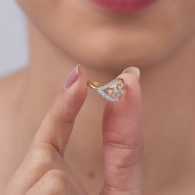 Gold Leaf in Luxury Lab Grown Diamond Ring