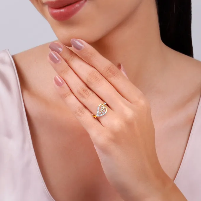 Gold Leaf in Luxury Lab Grown Diamond Ring