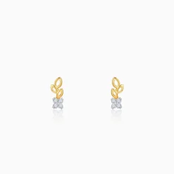 Gold Leaflight Charm Lab Grown Diamond Earrings