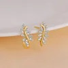 Gold Leafy Brilliance J Studs Lab Grown Diamond Earrings
