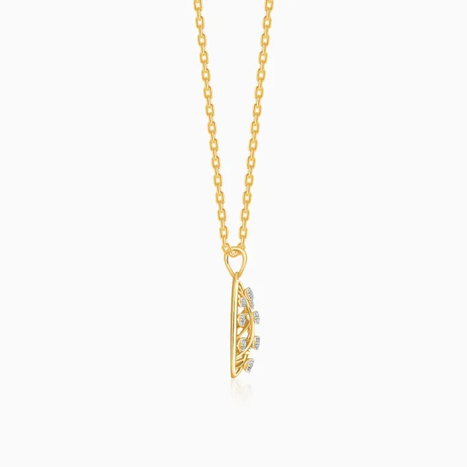 Gold Leafy Glam Lab Grown Diamond Pendant