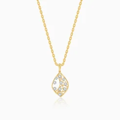 Gold Leafy Glam Lab Grown Diamond Pendant