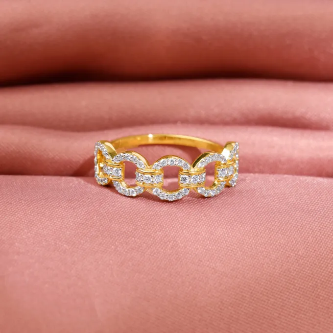 Gold Locking Lab Grown Diamond Ring