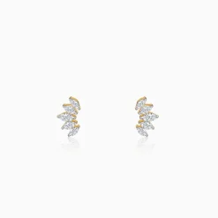 Gold Lotus Petals Lab Grown Diamond Earrings