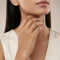 Gold Lustre Whirl Lab Grown Diamond Ring (Size 12)