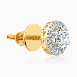 Gold Minerva Halo Soliatire Lab Grown Diamond Studs