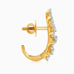 Gold Moonlit Waves J Hoop Lab Grown Diamond Earrings