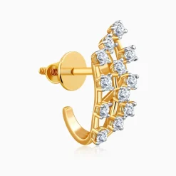 Gold Moonlit Waves J Hoop Lab Grown Diamond Earrings