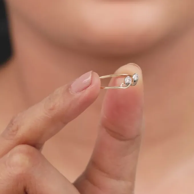 Gold Opal Waves Lab Grown Diamond Ring