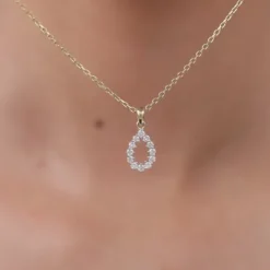 Gold Oval Aura Lab Grown Diamond Pendant
