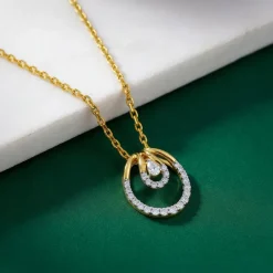 Gold Oval Aura Lab Grown Diamond Pendant
