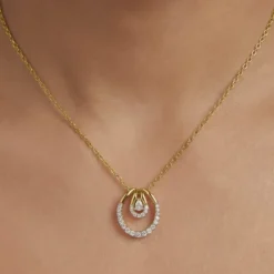 Gold Oval Aura Lab Grown Diamond Pendant