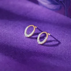 Gold Oval Gleam Lab Grown Diamond Earrings