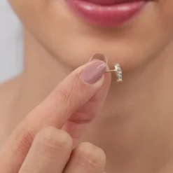 Gold Oval Lab Grown Diamond Stud Earrings
