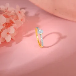 Gold Ovate Solitaire Lab Grown Diamond Ring