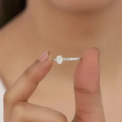 Gold Ovate Solitaire Lab Grown Diamond Ring