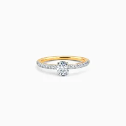 Gold Ovate Solitaire Lab Grown Diamond Ring
