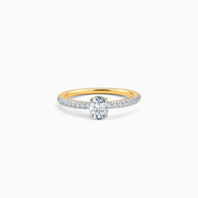 Gold Ovate Solitaire Lab Grown Diamond Ring