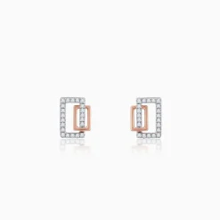 Gold Parallelogram Diamond Earrings